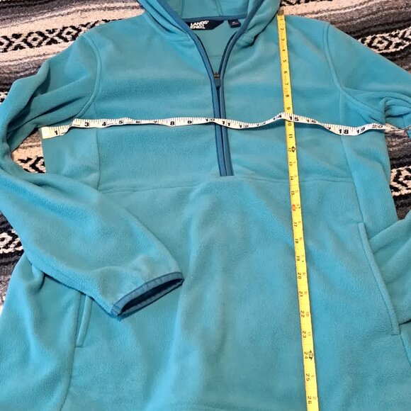 LANDS' END MEDIUM 10-12  Blue Fleece Hoodie Tunic - Picture 5 of 13